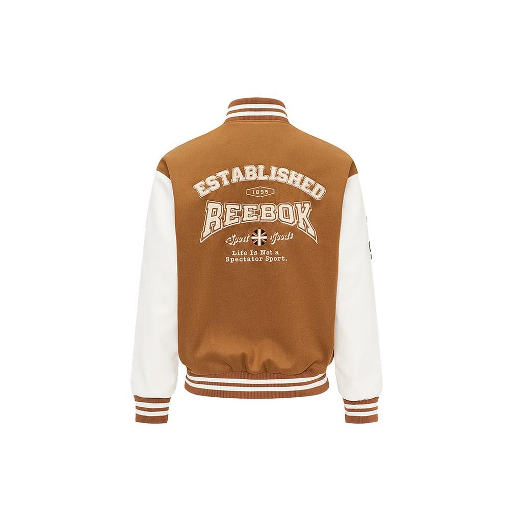 Reebok Letter Casual Stand Collar Warm Single-Breasted Loose Cotton Vintage Sports Jacket Unisex Jacket Brown 23FRC251UGBR