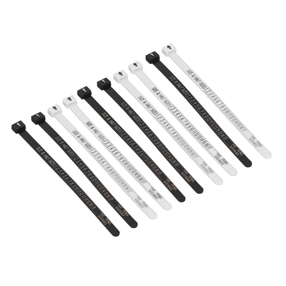 10pcs Plastic Ring Sizer Tool Clear Printing Ring Measurement Tool Finger Measuring Gauge  For Men