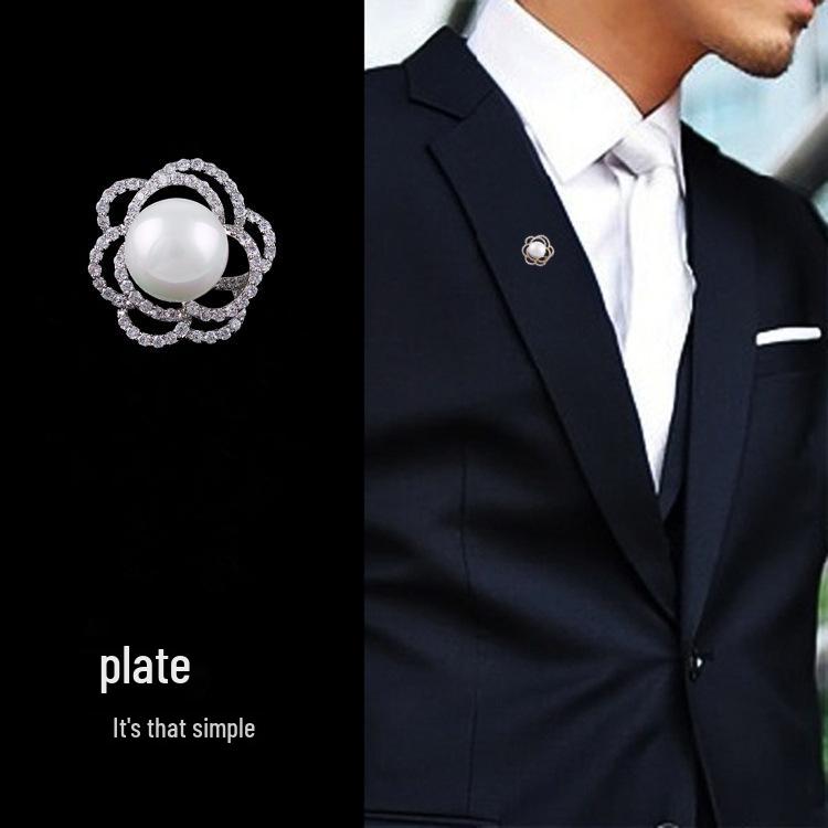 Elegant Rose Brooch with Zircon and Pearl for Women