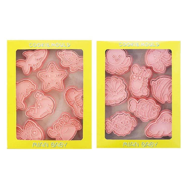 

16Pcs Marine Animal Cookie Cutters Set Plastic Cookie Stamps DIY Baking Tool 1