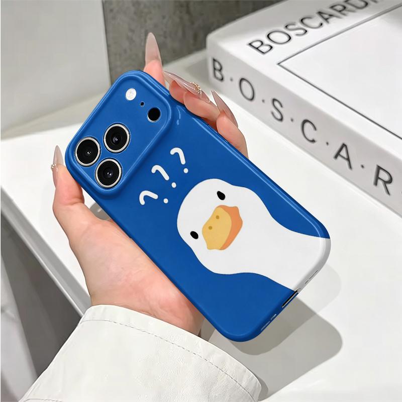 Funny Confused Clueless Duck Question Graphic Art Print Film Aesthetic Protective Shockproof Bumper Phone Case Cover For iPhone 14 15 16 Pro Max Plus