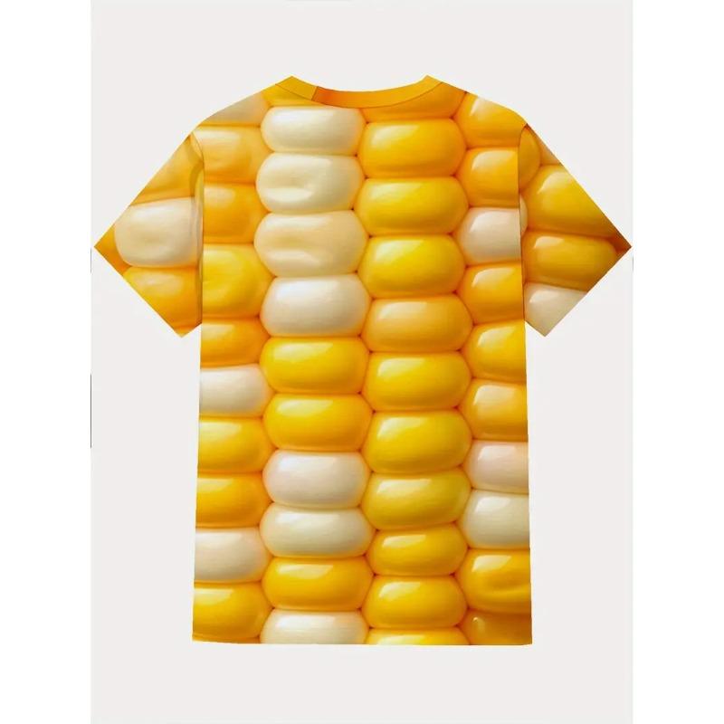 Men's 3D Printed Round Neck Casual T-shirt for Summer Wear Lightweight Breathable Trendy Vibrant Fresh Produce Element Pattern Printed T-shirt