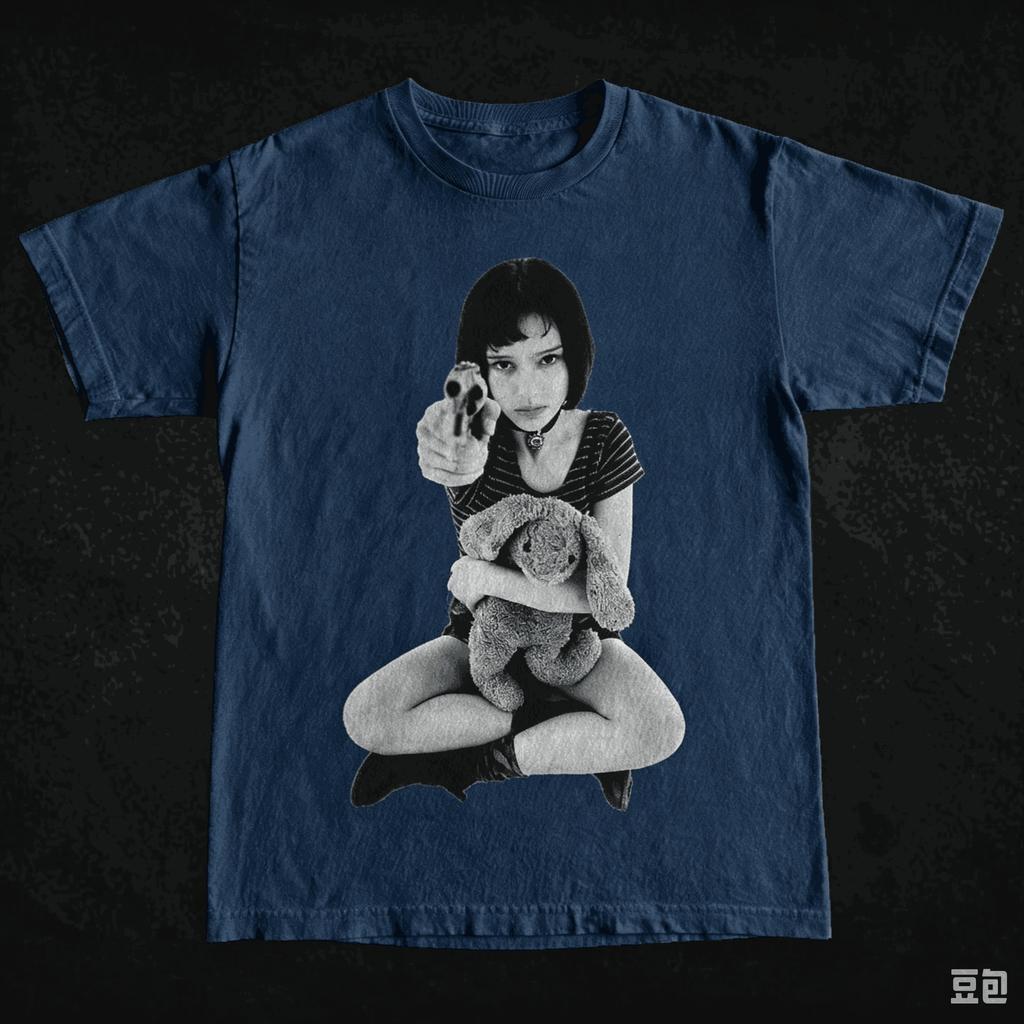 Leon The Professional Graphic T Shirt Mathilda Hold Gun Rabbit Doll Vintage Photo Print Short Sleeve Crew Neck Unisex Cult Movie Streetwear Tops Tees