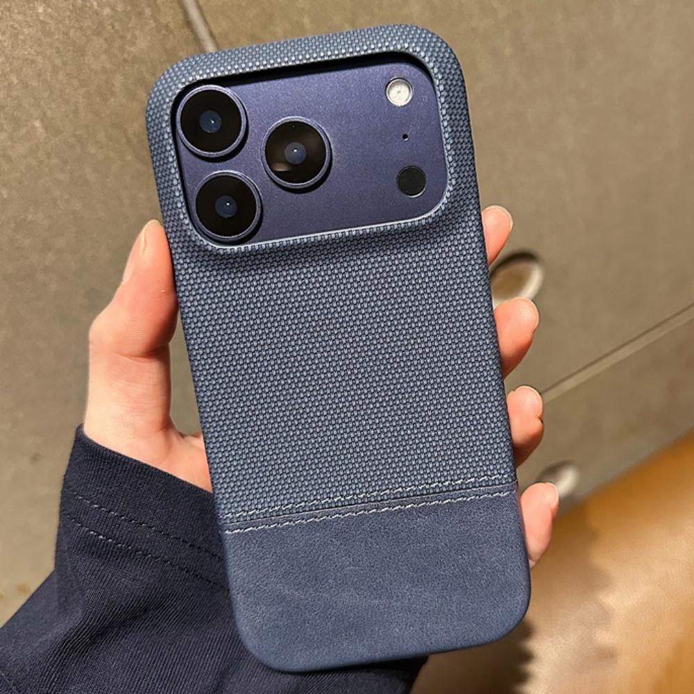Original Splice Fabric Leather Case For iPhone 17 Air 16 15 14 Plus 13 12 Pro Max Frameless Matte Shockproof Armor Cover