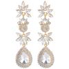 Wedding Bridal Earrings Women's Fashion Long Flower-style Teardrop Dangle Earrings