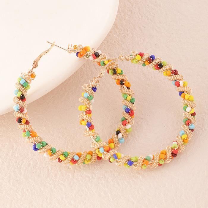 Boucles d'oreilles - Bohème - Créoles - Alliage géométrique - Multicolore - Pour filles