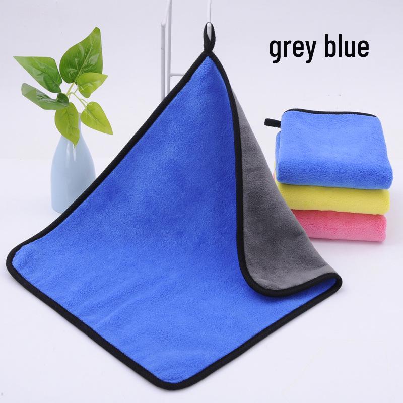 

400g Coral Fleece Two-Color Towel 30x40cm - Thickened High-Density for Car Wash & Cleaning, Customizable Gift by IOGO 30x40 cm синий