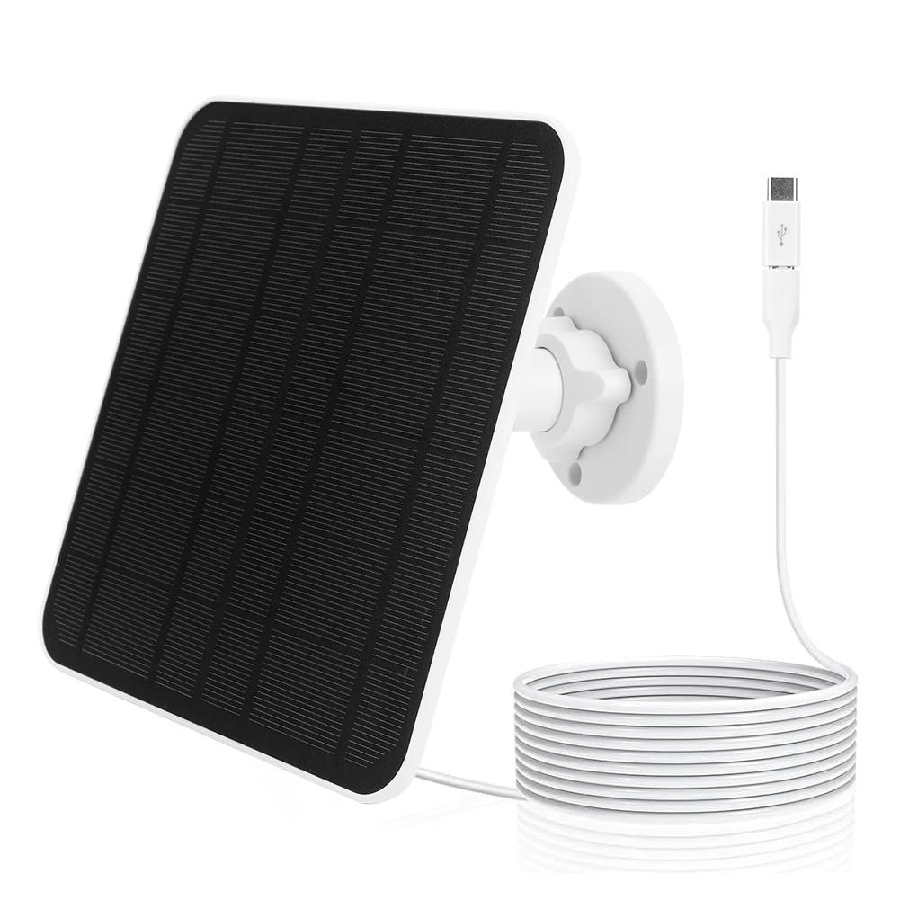 5V 30W Solar Panel Micro USB & USB-C Port Solar Charging Panel 9.8 Ft Charging Cable for Security Camera for Eufycam 3C/2C/2 Pro