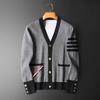 Men's Autumn Patchwork Cardigan Sweater - Loose, Handsome Hong Kong Style Knitted Coat