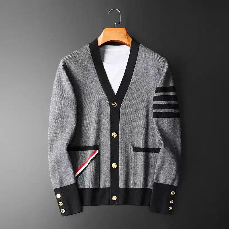 Men's Autumn Patchwork Cardigan Sweater - Loose, Handsome Hong Kong Style Knitted Coat