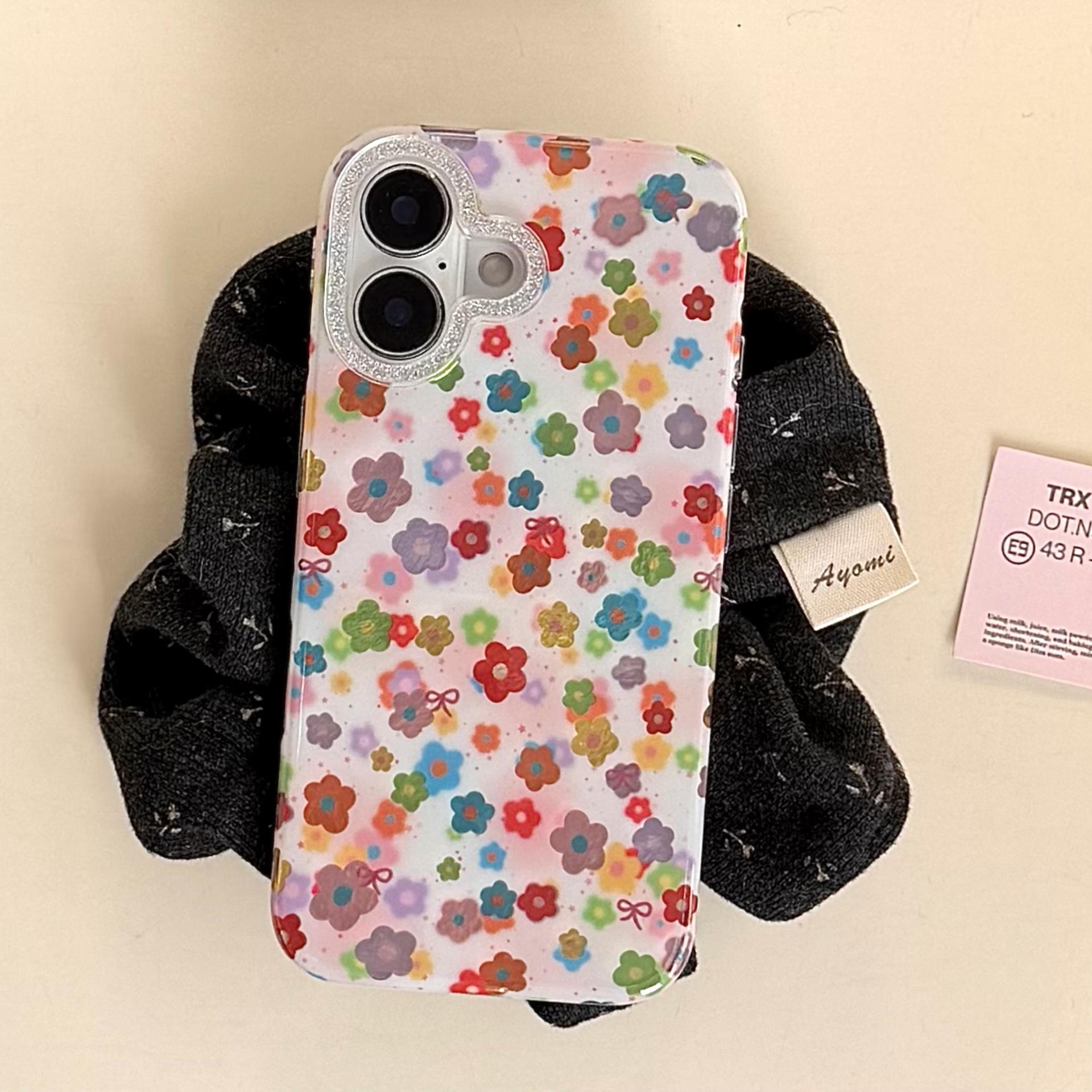 

Spring Dopamine Flowers iPhone 17 Pro Max Case, Apple 16, Korean Style Protective Cover for iPhone 15 14promax