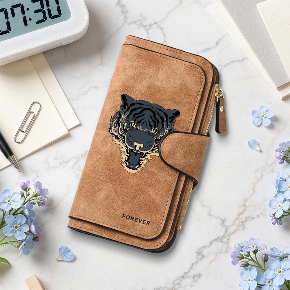 Fashion Tiger Pattern Long Wallet Multi Slot Card Holder Casual Portable Purse