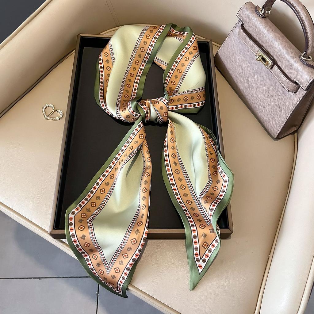 Luxury Long Neckerchief Skinny Hair Bands Women Silk Scarfs Fashion Headbands Bag Scarves Print Hairband Neck Scarf For Ladies