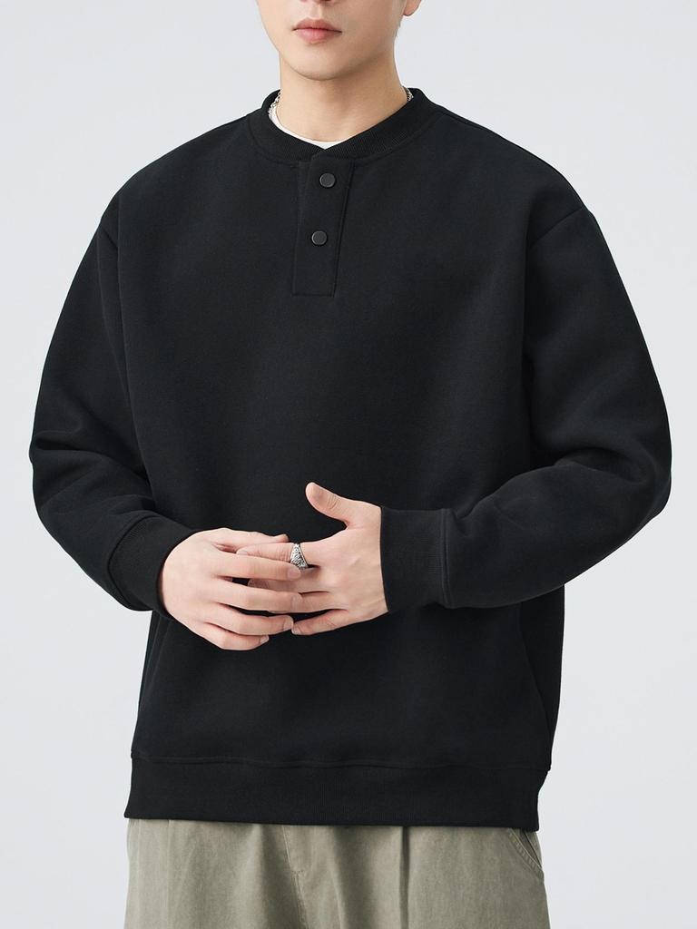 HaoZhi Men's Henley Collar Long Sleeve Hoodie, Casual Autumn/Winter Jacket