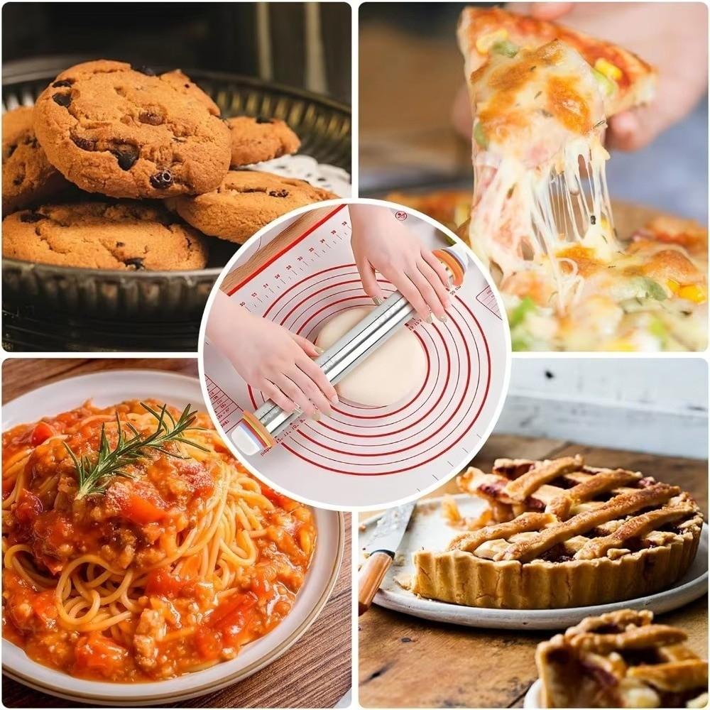 Adjustable Dough Roller Removable Rings Silicone Kneading Mat Bakery Use