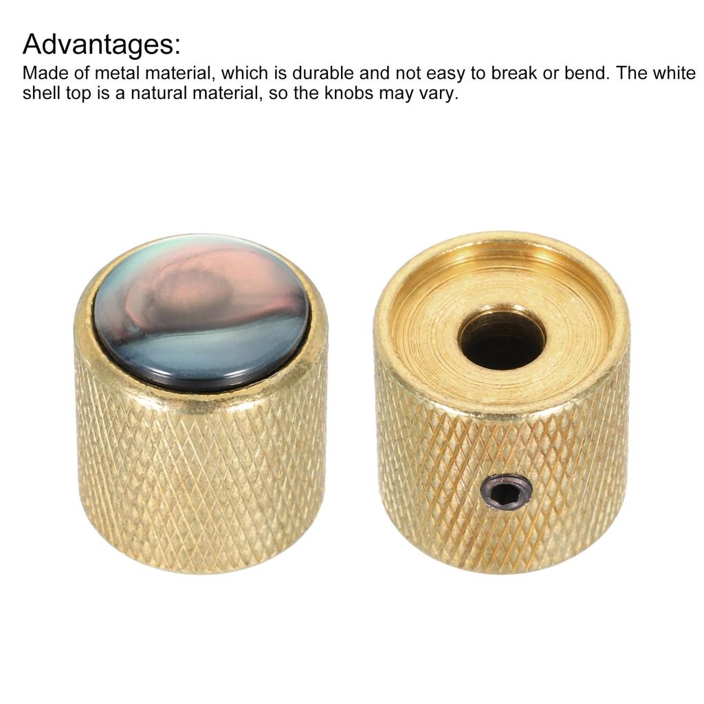 uxcell Guitar Bass Dome Black Shell Gold Metal Volume and Tone Control Knobs for Electric Guitars and with Internal Hex Set of 3 Knobs, Top, 6mm,