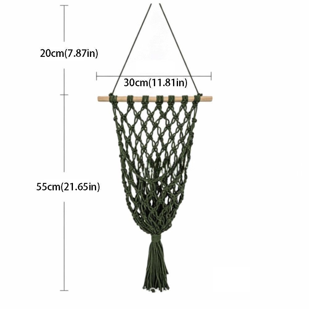 Handmade Woven Hanging Wall Holder Tassel Design Kitchen Storage Rack Vegetable Container Home