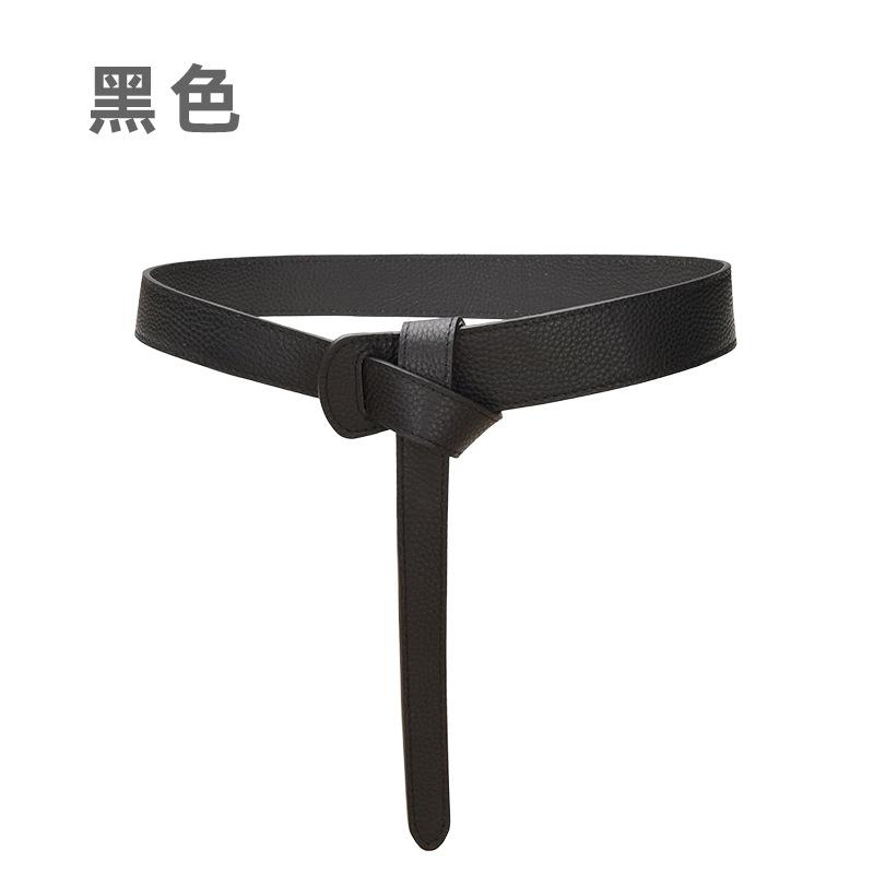 Double-Sided First-Layer Cowhide Belt Women'S Knotted Decorative Skirt Leather Belt Waist Women'S Sweater Jacket