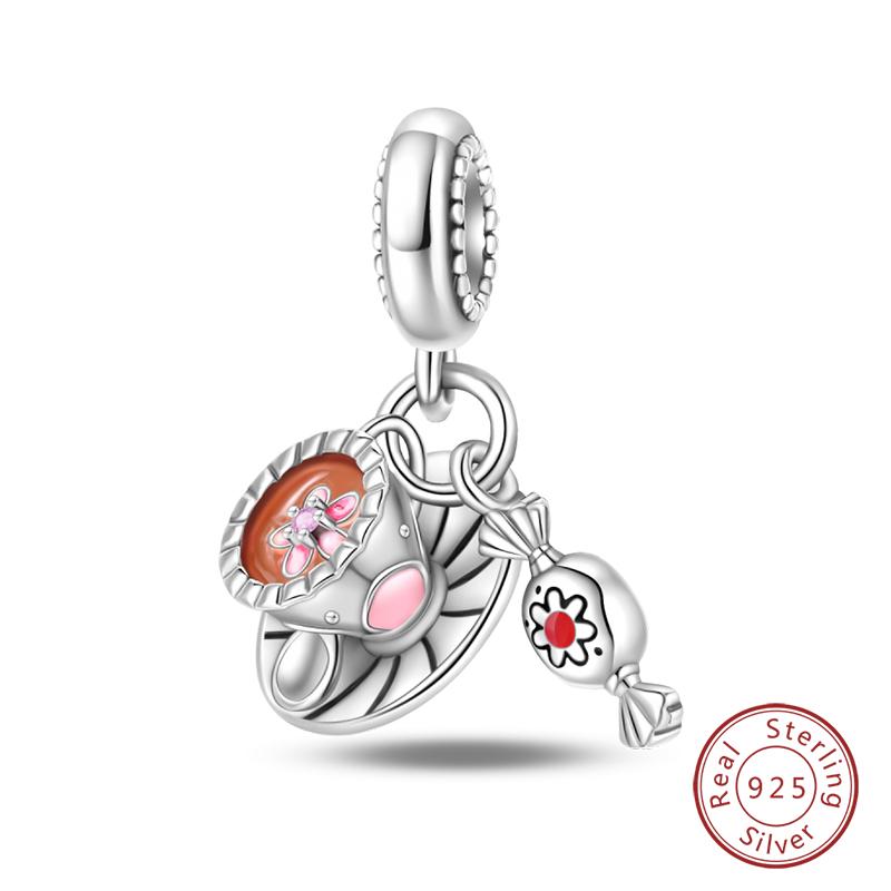 Copper Little Bear Soft Candy Coffee Strawberry Cake Afternoon Tea Charms Beads Fit Qikaola Bracelets Diy Jewelry