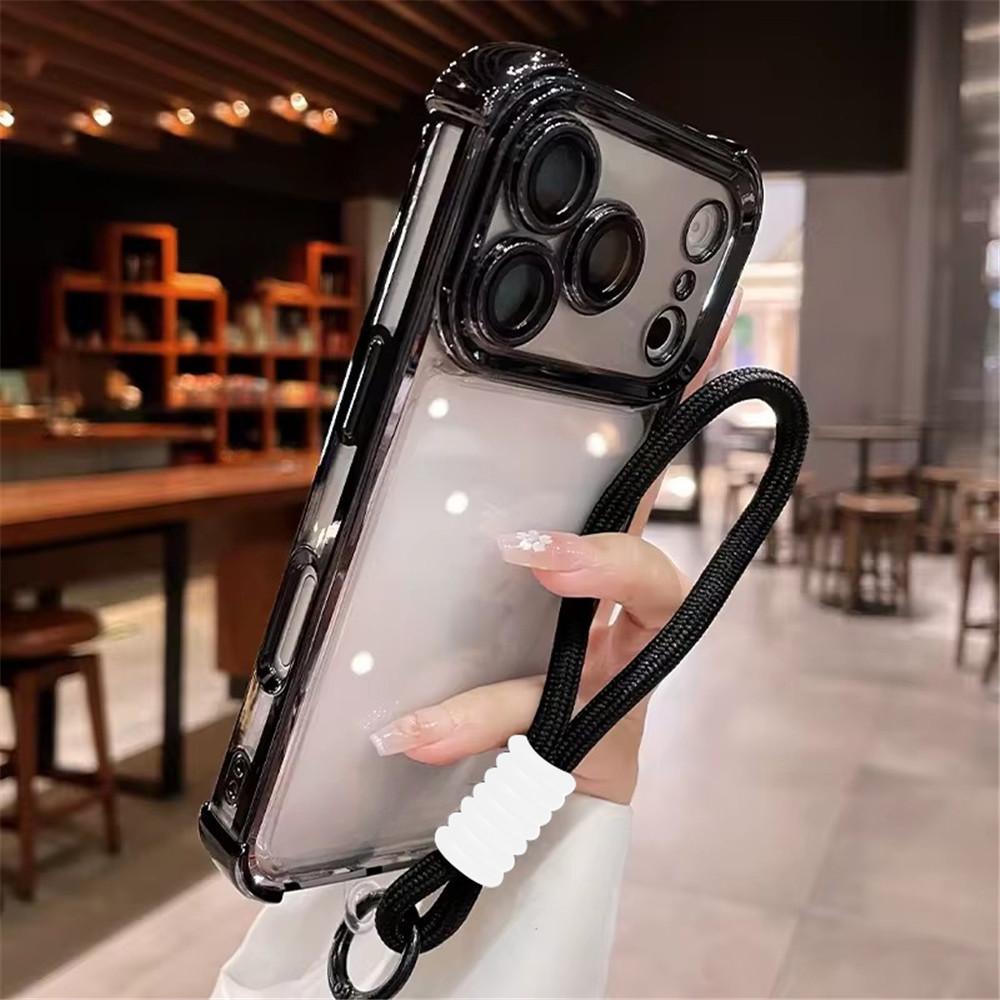 Electroplated Shockproof With Hand Strap Phone Case For Xiaomi Redmi Note 15 Pro Plus Note 14 Pro 5G 4G Transparent Soft Cover