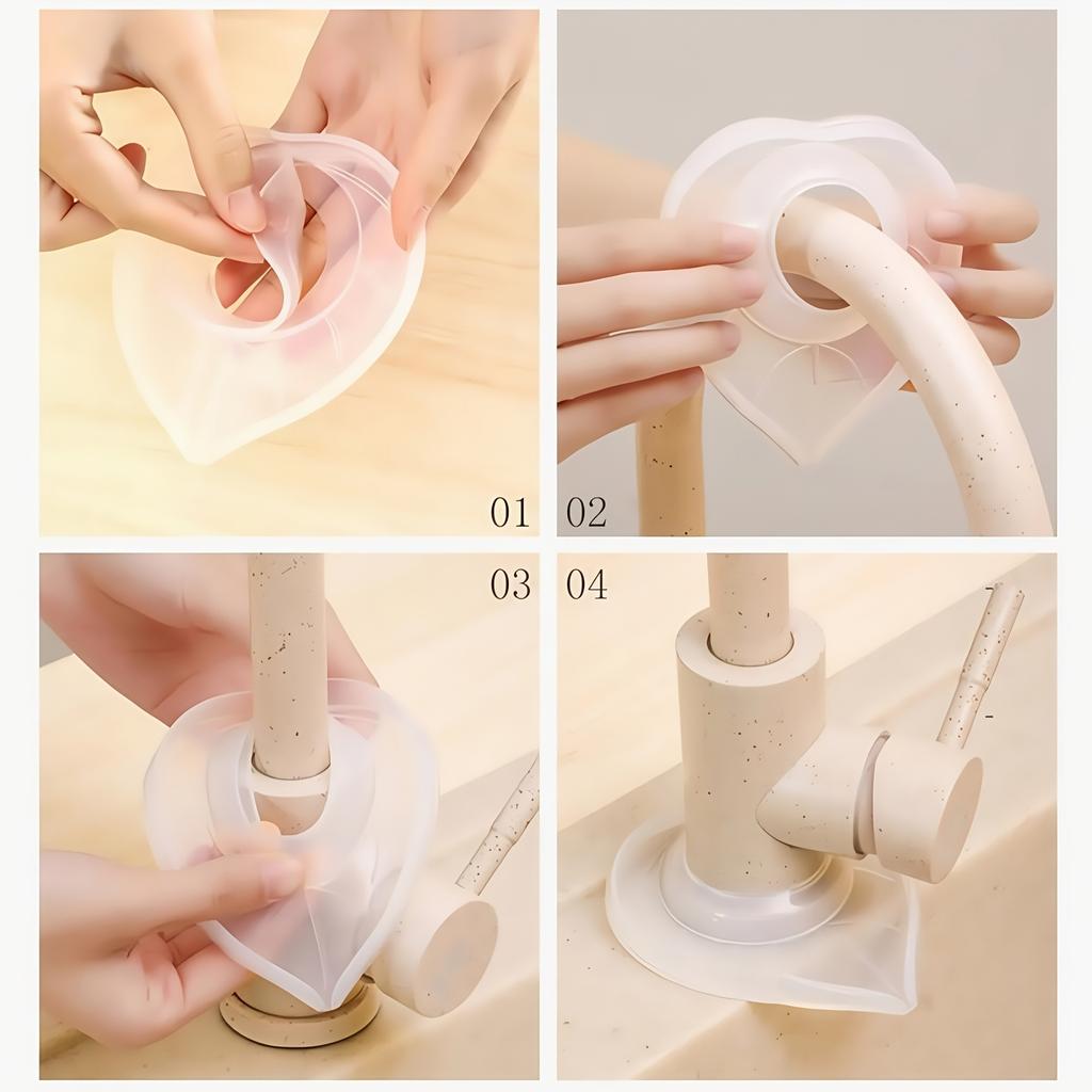 Faucet Handle Drip Tray Pad, Leaf Shape Design Faucet Mat, Kitchen Sink Accessories, Hand Washing Aid, Kitchen Countertop Bathroom Splash Pad