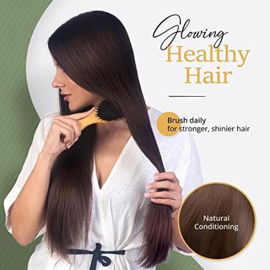 Boar Bristle Hair Brush Detangling Suitable for all hair types including long and curly hair brush to make hair smooth and shiny – Unisex, Brush,