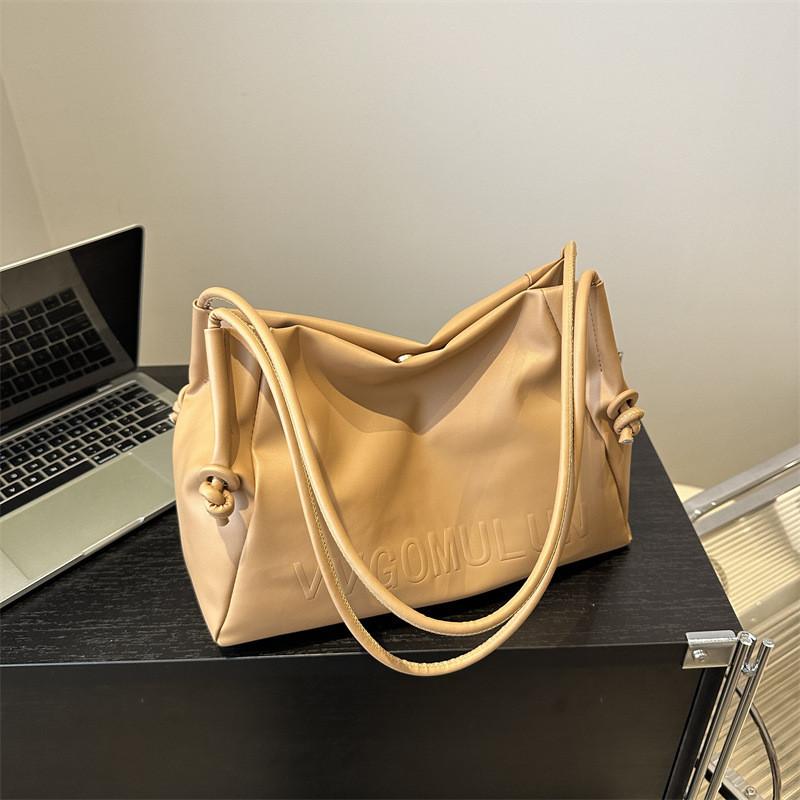 Stylish Pu Tote Bag For Women With Chic Design Soft Leather Shoulder Bag In Black Pink White Khaki