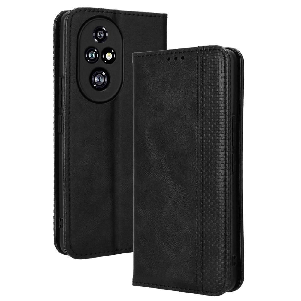 

For Honor 200 Pro 5G Case Magnetic Closing Wallet Leather Phone Cover Black