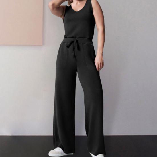 

Повседневный комбинезон с v-образным вырезом, крутой, удобный, модный, летний, с эластичной резинкой на талии, комбинезон на шнурке, повседневная одежда