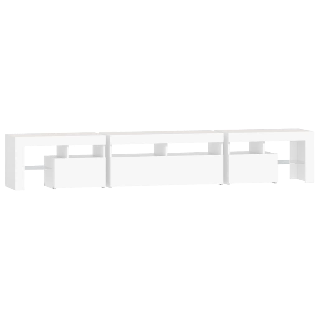 TV Stand with LED Lights White 230 x 36.5 x 40 cm