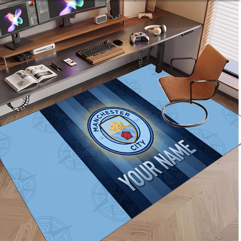 Personalized Crystal Velvet Carpet Manchester City Pattern Non Slip Floor Rug