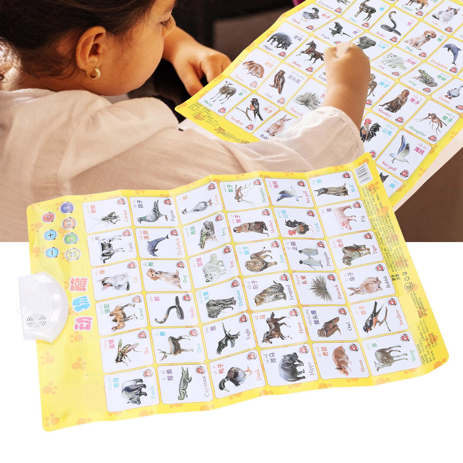 Animal Learning Bilingual Poster Wall Chart Electric Toddler Learning Educational Poster Chart
