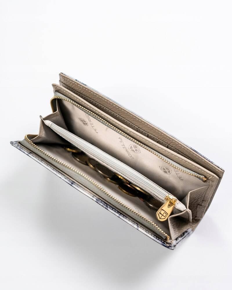 Elegant women's wallet made of natural leather with a magnetic and zipper closure - Peterson