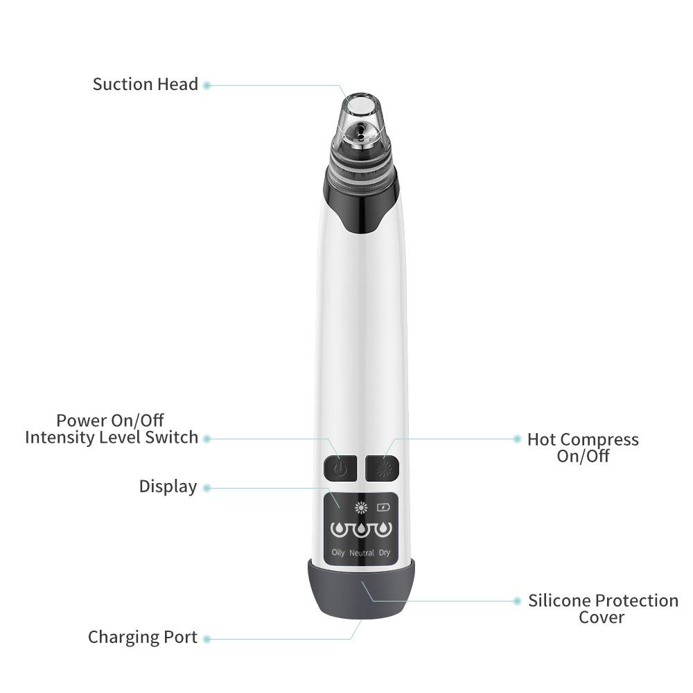 Hot Compress Blackhead Remover 3-Suction Mode Electric Nose Face Deep Clean Skin Care Device Vacuum Suction Acne Pore Cleaner