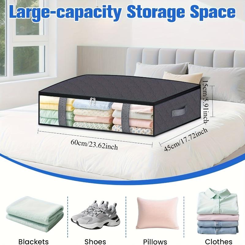 4 Pack Under Bed Storage Containers Blanket Storage Bag Shoe Storage And Organization Space-Saving Bedding Organizer For Bedroom