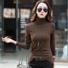 Bottoming Shirt For Women In Autumn And Winter High Collar Long Sleeve Korean Style New Slim Fit Plus Velvet Inner Top T-shirt For Women