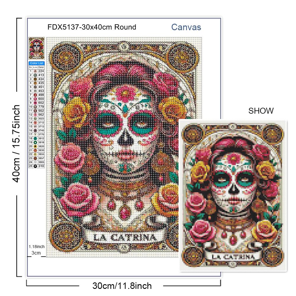 Peinture Art Diamant DIY Squelette Dames Mosaïque Point de Croix Set Art Fleur Pierre Précieuse Incrustation Cadeau DIY Décoration Peinture