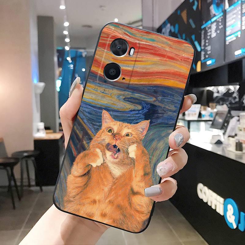 Art Cat Phone Case For OPPO Realme 10 Pro Plus GT 2 Pro X2 Pro XT C25S 8 7 6 Pro 6i GT Master C3 C21 C21Y X3 SuperZoom