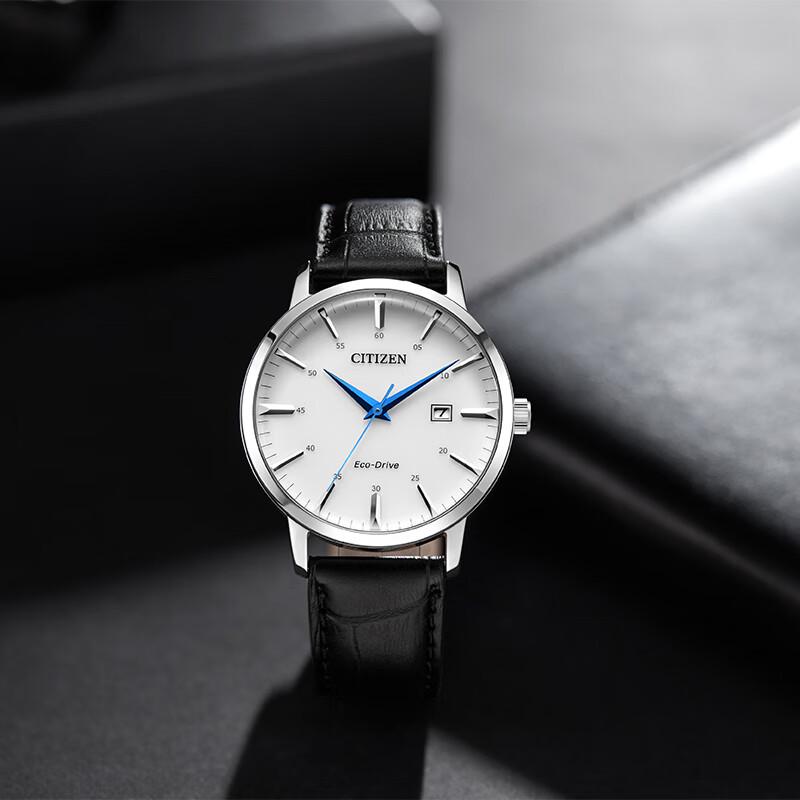 Citizen Men's Eco-Drive Date White Dial Leather Strap Watch