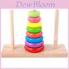 Wooden Toy Tower Of Hanoi Puzzle With Rainbow Rings For Kids Educational Play