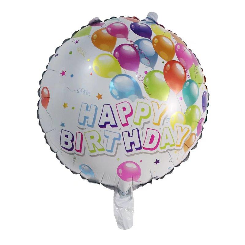 50Pcs/lot 18inch English Happy Birthday Aluminum Foil Balloon Round Helium Balloon Kids Birthday party decoration Air Golobs