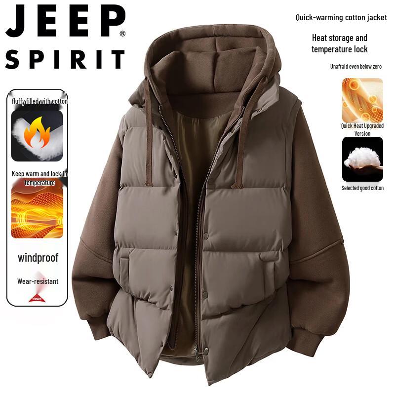 JEEP SPIRIT Men's Hooded Cotton Padded Jacket