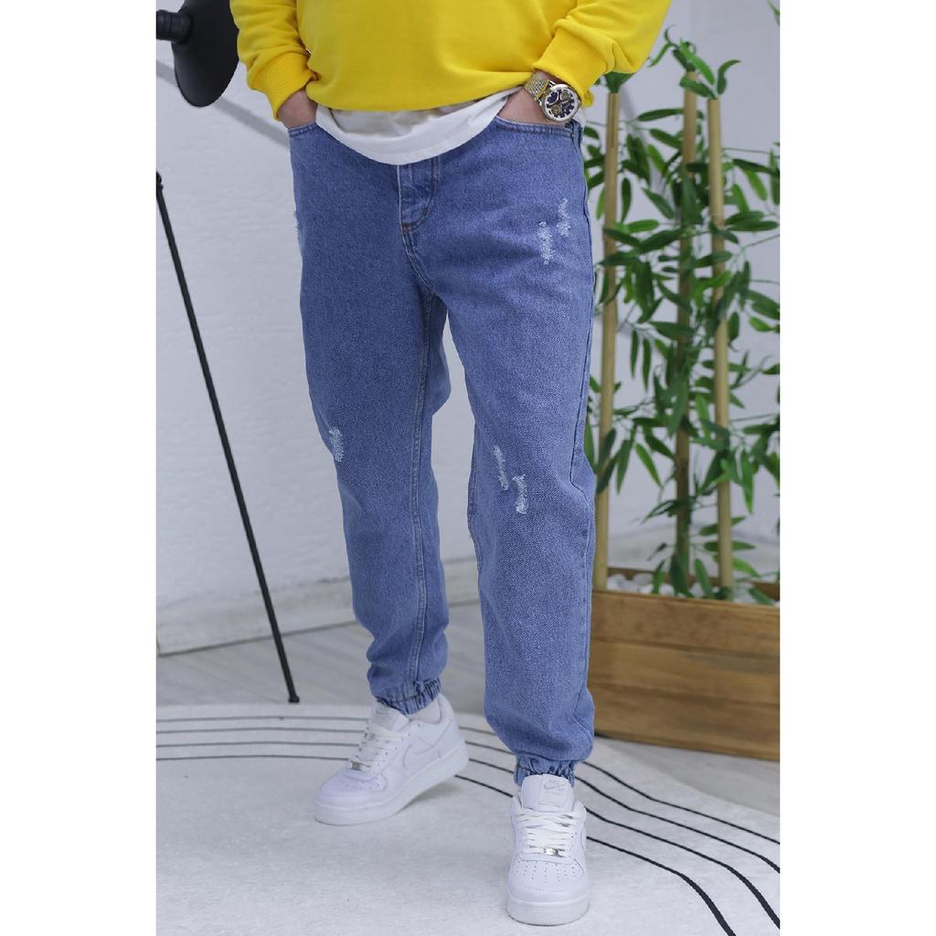 Men's Jeans With Elastic Cuffs, Boyfiren Jeans Pnt. 646
