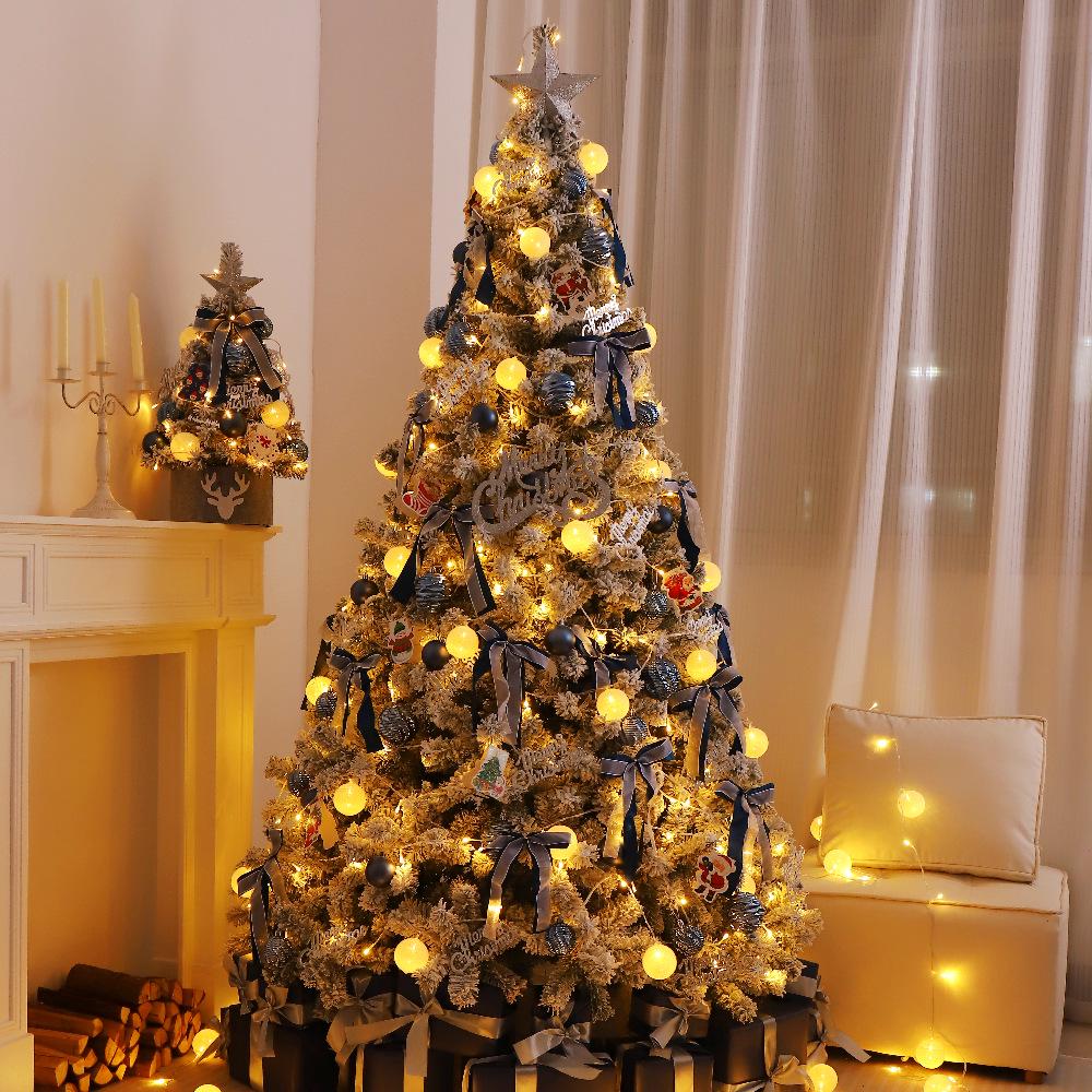 DIY Blue & White PVC Flocked Christmas Tree Set with Ornaments
