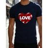 European sizes Men'S T-Shirt with Heart Design And 'LOVE' Slogan, a Short-Sleeved Adult Tee Featuring Love Prints