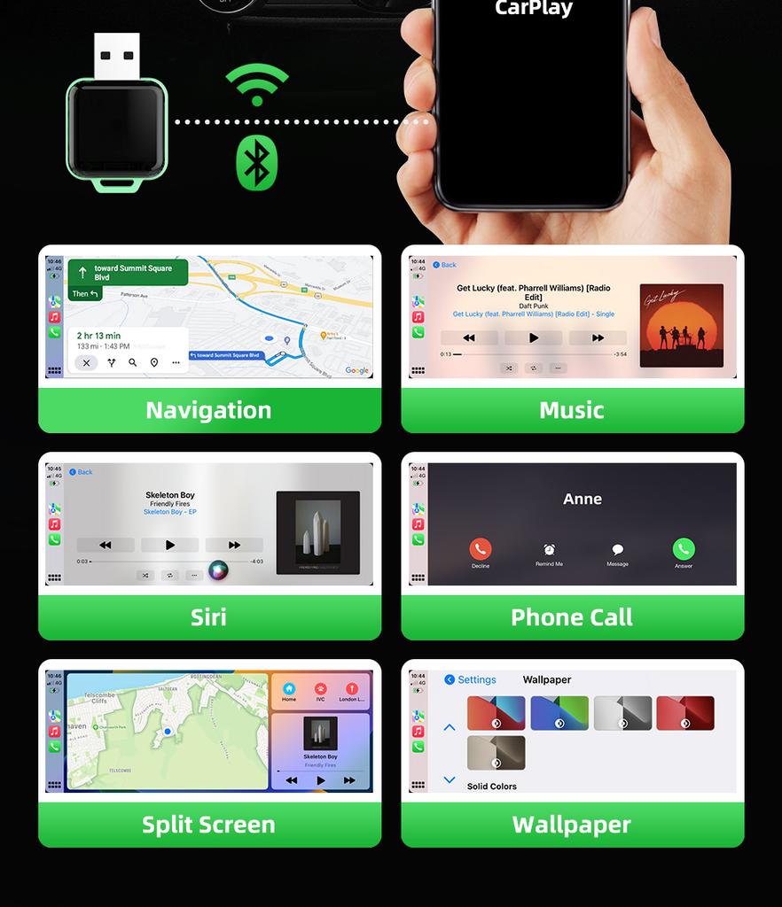New Color Wireless CarPlay & Wireless Android Auto Adapter Smart Mini Box Plug And Play WiFi Fast Connect Universal For Nissan