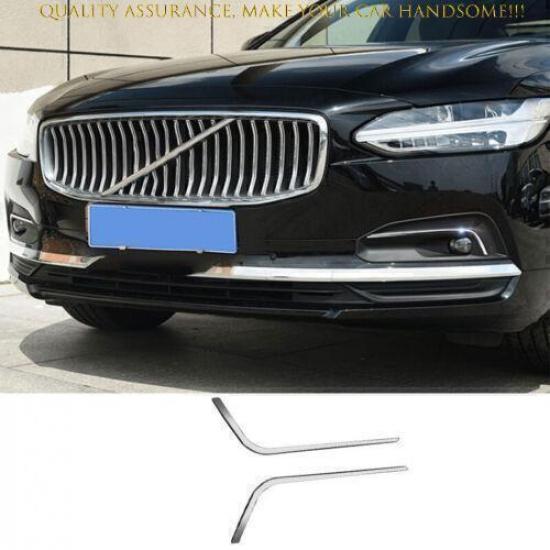 For Volvo S90 V90 2021-2023 Silver Titanium Front Fog Light Eyelid Molding Strip