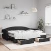 Vidaxl Extendable Sofa With Drawers, Black, 90X200 Cm, Fabric