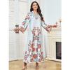 Casual Maxi Dress V-Neck Floral High-Def Print Loose Fit Multi-Size