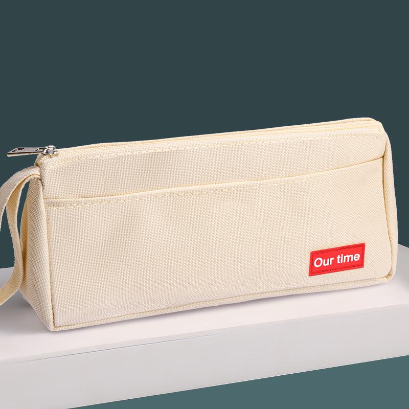 Japanese-Style Canvas Pencil Case: Spacious and Simple for Boys, Junior High, and High School Students